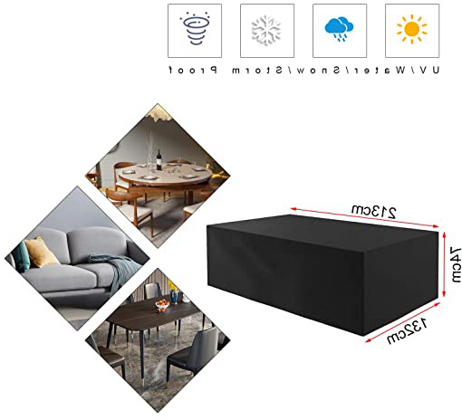 Xnuoyo Fundas para Muebles de Jardín, Cubiertas de Muebles de Jardín Oxford 420D Impermeable, Cubiertas de Mesa Resistentes al Desgarro y Prueba de Polvo/Viento/Nieve(213x132x74 cm)
