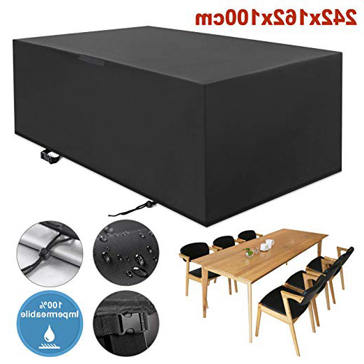 YISSVIC Cubierta de Muebles de Jardín Fundas de Muebles Impermeable Resistente al Polvo Anti-UV Protección Exterior Muebles de Jardín Cubiertas de Mesa y Silla Negro 242x162x100cm