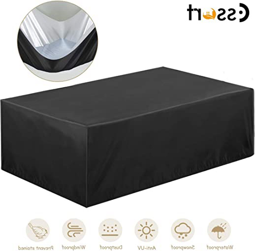 Essort Fundas Muebles Jardin, Tamaño Grande 315x160x74cm Fundas para Muebles Impermeable Al Aire Libre, Funda para Mesa y Silla para Patio Rectangular de Poliéster, Negro