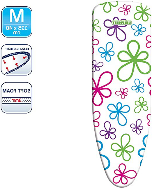 Leifheit Cotton Classic M Ironing Board Padded Top Cover Algodón Rosa, Blanco - Funda para Tabla de Planchar (Ironing Board Padded Top Cover, Algodón, Rosa, Blanco, Estampado, Floral Pattern, Plaza)