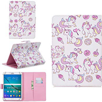 XTstore Funda Universal para Tablet de 9-10.1", Carcasa Flip Case Cubierta Protectora para iPad 2018,Galaxy Tab A6 10.1/Tab E 9.6",Huawei MediaPad T3 T5/M5 Lite 10, Lenovo Tab4 10/TB-X103F, Unicornio