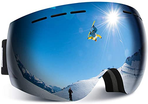 HAUEA Gafas de Esquí, Gafas Esquí Snowboard para Mujer Hombre, Máscara Esquí OTG con Gran Campo de Visión, Doble Lente Anti-Niebla, 100% UV400 Protección, Lente Intercambiable