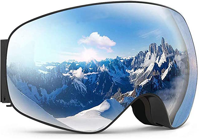 OBOSOE Gafas de Esquí Gafas Esquí Snowboard para Mujer Hombre,Máscara Esquí OTG con Gran Campo de Visión, Doble Lente Anti-Niebla, 100% UV400 Protección, Lente Intercambiable