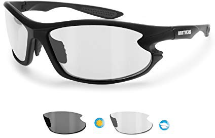 Bertoni Gafas de Sol Deportivas Polarizadas Fotocromaticas para Deporte Ciclismo Moto Pesca Esqui Golf Running - 676 Italy para Hombre y Mujer (Negro/lens Fotocromatica)