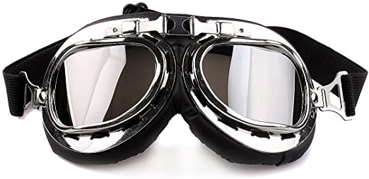 ZUMUii Butterme RAF Pilot Motociclismo Motocross Scooter Cruisers Chopper Moscas Gafas de Seguridad Gafas de Protección Deportiva Sun UV Wind Eye Protect Gafas de Casco(Plata)