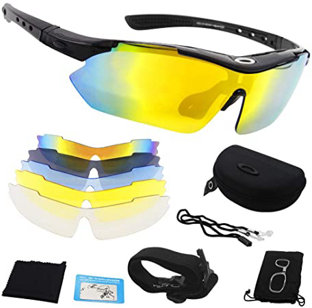 Miriqi Gafas de Sol polarizadas con 5 Lentes Intercambiables UV400 Protección Antivaho Antireflejo Anti Viento, Gafas de Sol Deportivas para Unisex con 100% de protección UVA & Protección UV400