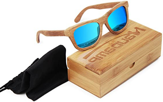 Nauwet - Gafas de sol polarizadas para hombre y mujer, marco de bambú de carbón, clásico, revestidas de madera, estilo vintage, para conducir, natación, flotando en el agua