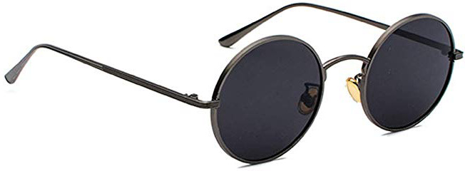 Inlefen Gafas de sol Hombres Mujeres Redondo Vintage Círculo estilo Gafas de sol Gafas de marco de metal de color Gafas