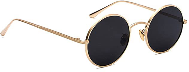 Inlefen Gafas de sol de marco redondo de metal Gafas de sol de círculo vintage para hombre y mujer