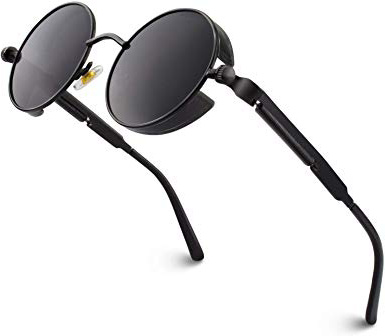 CGID E72 Steampunk estilo retro inspirado círculo metálico redondo gafas de sol polarizadas para hombres