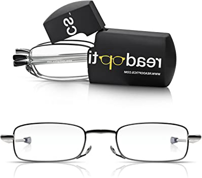 Read Optics Gafas Plegables Graduadas +1.00/ +1.50/ +2.00/ +2.50/ +3.00/ +3.50 Dioptrías de Lectura Presbicia de Hombre/Mujer. Lentes para Leer De Bolsillo/De Viaje con Estuche Rígido