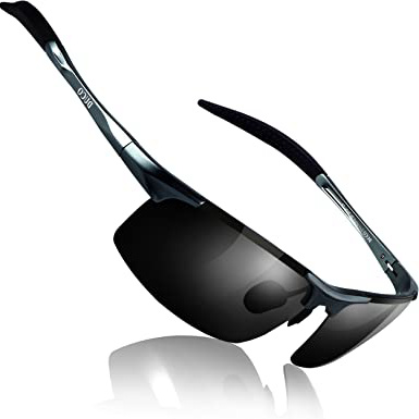 Duco Gafas de sol deportivas polarizadas para hombre con ultraligero y marco de metal irrompible, 100% UV400-8177S