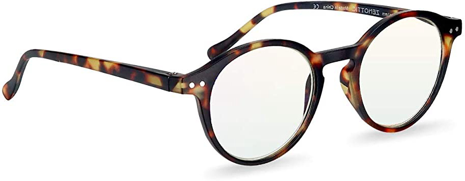 ZENOTTIC Gafas de Lectura de Bloqueo de Luz Azul Lentes Antirreflejos Gafas Retro de Ligero Marco Redondo para Hombres y Mujeres (TORTUGA, 0.00x)