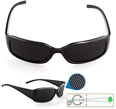 OcioDual Gafas estenopeicas Reticulares Negras Unisex con Agujeros Anti-Fatiga para Prevención de la Miopía