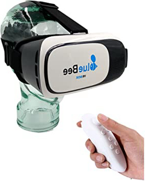 BlueBee Gafas VR + Mando a distancia (Realidad Virtual Genuine 3D Google Gafas / casco / auricular / Gafas para iPhone / Samsung / smartphones incluyendo Bluetooth 3.0 Juegos Remote Controller)