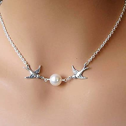 Jovono - Gargantilla simple con abalorios y pájaros para cumpleaños, amistad, joyas, día de la madre, regalo
