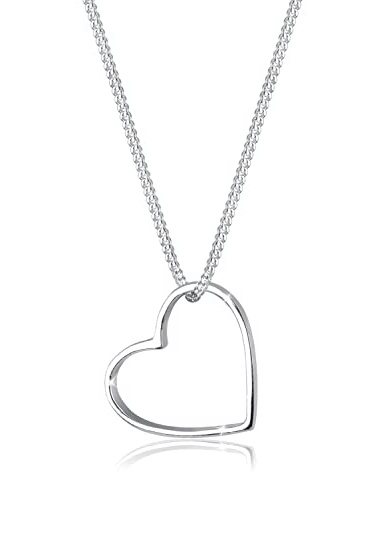 Elli Collar para Mujer, colgante forma de corazón en plata esterlina de ley 925 de 45 cm de largo
