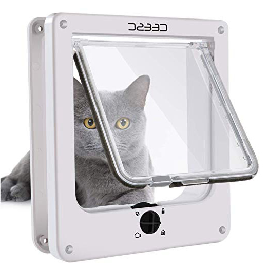 CEESC Puertas para Gatos, Puerta magnética para Mascotas con Bloqueo Giratorio de 4 vías para Gatos, Gatitos y Gatitos, versión Mejorada