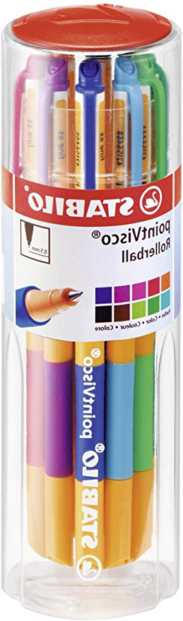 STABILO pointVisco - Rollerball tinta gel de baja viscosidad - Estuche premium Drum con 10 colores
