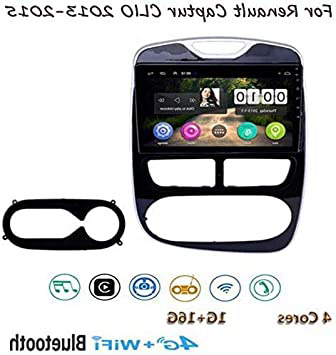 Android 8.1 Radio de navegación GPS, Pantalla de 9"TV Pantalla táctil estéreo Clio de Renault Captur 2013-2015 Bluetooth con un Control del Volante de Manos Libres Llamado Espejo de Cone.