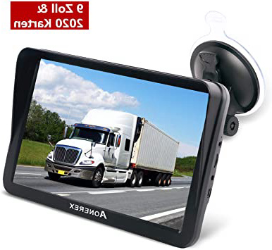 Aonerex - Navegador GPS para Coche, camión, Coche, 9 Pulgadas, con Parasol, guía de Voz, Asistente de Carril, mapas de Europa, actualizaciones de mapas de por Vida