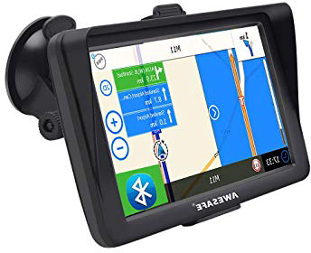 AWESAFE Navegador GPS para Coches con Visera y Bluetooth de 7 Pulgadas, con Mapas Últimos y Actualizaciones de por Vida