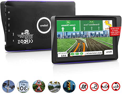 GPS coches, 7 Pulgadas Navegadores GPS para Coche, Navegador gps para coche, pantalla táctil capacitiva de alto brillo, Actualización del mapa de por vida,Dirección de giro recordando voz real hablada