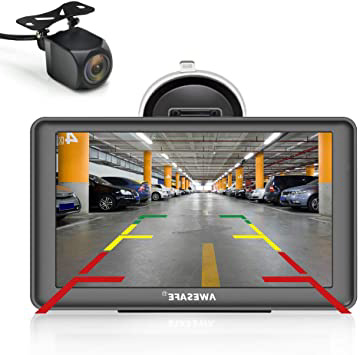 AWESAFE GPS para Coches con 7 Pulgadas Pantalla LCD con Bluetooth y Cámara Trasera, Navegador GPS para Camión con Actualizaciones de Mapas para Toda la Vida