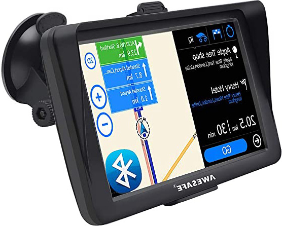 AWESAFE Navegador GPS para Coches con Visera y Bluetooth de 7 Pulgadas, con Mapas Últimos y Actualizaciones de por Vida