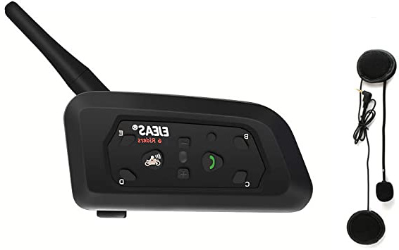 Ejeas V6 Pro 1200M Auriculares Intercomunicador Moto Inalambrico Bluetooth para Motocicletas, Impermeabilidad Intercomunicador Casco Moto, Comunicador Moto hasta 6 Jinetes(1 Paquete)