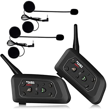 Ejeas V6Pro 2xAuriculares Intercomunicador Moto Bluetooth para Motocicletas, Gama Comunicación Intercom de 1200m, intercomunicador Casco Moto, Impermeabilidad, Intercomunicacion Entre 6 Motociclistas