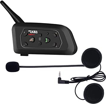 Ejeas V6 Pro Auriculares Intercomunicador Moto Bluetooth para Motocicletas, Gama Comunicación Intercom de 1200m, intercomunicador Casco Moto, Impermeabilidad, Intercomunicacion Entre 6 Motociclistas
