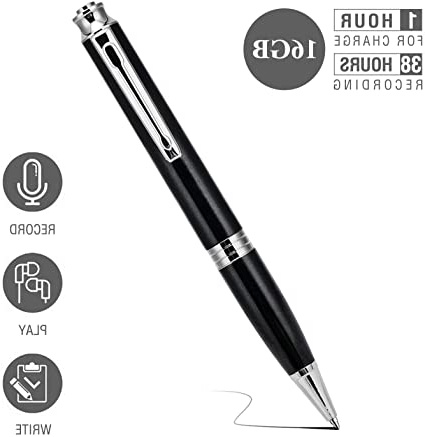 Grabadora de Voz Espia Digital Portátil - 16G 192 Horas de Capacidad, Voice Recorder Bolígrafo - 38 Horas de Duración de la Batería, MP3, Reducción de Ruido, Spy, Recargables (Negro)