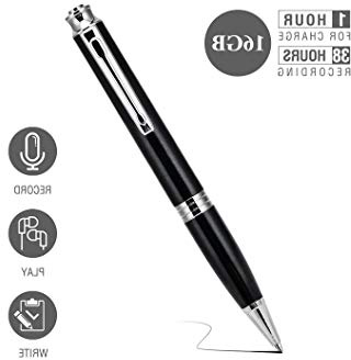 Grabadora de Voz Espia Digital Portátil - 16G 192 Horas de Capacidad, Voice Recorder Bolígrafo - 38 Horas de Duración de la Batería, MP3, Reducción de Ruido, Spy, Recargables (Negro)