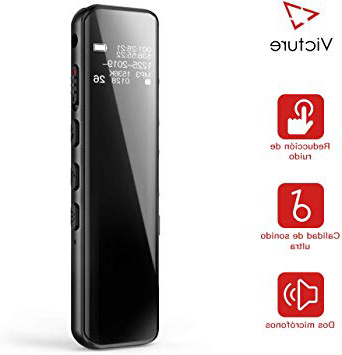 Victure Grabadora de Voz Digital Portátil, 8GB 1536kbps Ultra-HD Diseño de Espejo Completo Grabador de Sonido con Reproductor de MP3, Micrófono Incorporado, Baterías Recargables