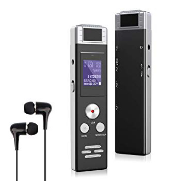 Grabadora de voz digital Grabadora activada por voz de 8 GB con cable USB, reproductor de MP3 y auriculares, dictáfono portátil HD de 1536 kbps para conferencias/reuniones/entrevistas/clase