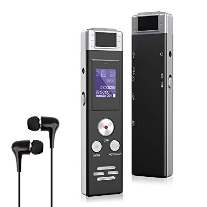 Grabadora de voz digital Grabadora activada por voz de 8 GB con cable USB, reproductor de MP3 y auriculares, dictáfono portátil HD de 1536 kbps para conferencias/reuniones/entrevistas/clase