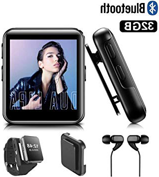MP3 BENJIE 32GB MP3 Bluetooth 1.5" Reproductor de MP3 Pantalla Táctil Completa HiFi Sin Pérdida de Sonido MP3 Running, FM Radio, Grabadora de Voz con Auriculares para Amantes del Deporte y la Música