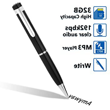 Bolígrafo Grabador de Voz Digital,Grabadora de Audio y Voz Reproductor de MP3 con Tarjeta Micro SD de 32GB, Cable USB, Lector de Tarjetas, 5 Recargas