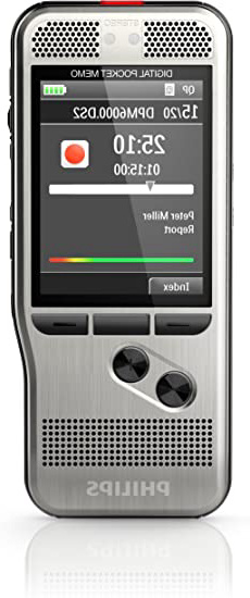 Philips DPM6000/01 PocketMemo Grabadora de voz, Cómodo funcionamiento por botón, Dos micrófonos, Software de flujo de trabajo SpeechExec V10.x
