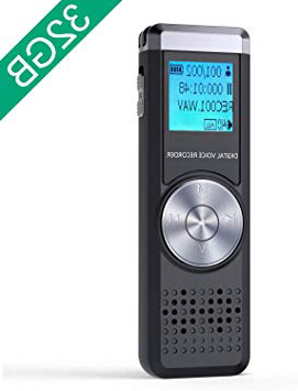 32GB Grabadora de Voz Digital, ADOKEY Grabadora Audio con Reproductor de MP3, Portatil Grabadora Sonido Grabadora Estereo Grabadora para Reuniones, Musica Micrófono Incorporado, Baterías Recargables