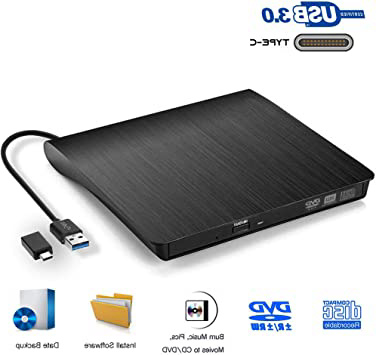 Grabadora DVD Externa, iAmotus Unidades CD/DVD Externas USB 3.0 Lector Grabadora Y Tipo-c Grabadora Externa Ultra Slim Portátil para Windows 10 7/8 / Vista/XP/Mac OS/Macbook/Desktop Linux, Laptop