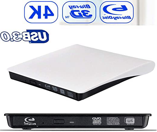 USB3.0 BLU-Ray Grabadora De Unidad Óptica Externa 3D Reproductor De BD-RE del Quemador Grabadora De DVD +/- RW DVD-RAM para ASUS Samsung Acer,Blanco