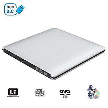 VersionTECH. Grabadora Lector CD/DVD USB 3,0 Ultra Slim Portátil Unidad Externa Burner Lector Óptico CD/DVD/-RW/-RW SuperDrive para MacBook/MacBook Air/MacBook Pro/iMac/Windows/Mac OSX (Plata)