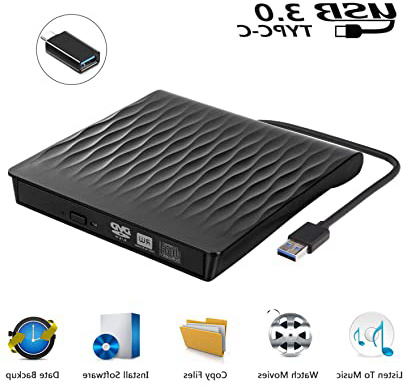 Grabadora DVD Externa Usb 3.0, USCVIS Unidades de DVD Externa Portátil CD / DVD /-RW / ROM Estable con Lector / Quemador / Re - Quemador para Win 10 / 8 / 7 / XP / Vista / Linux / Mac OS.