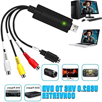 DIWUER Convertidor de Capturadora de Audio Video USB2.0, DVD VHS VCR Grabber Digital Grabador para Mac Windows 7 8 10, VHS a Digital DVD y Edite Video