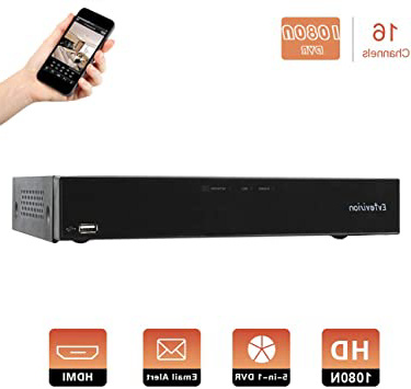 Evtevision 16 Canales HD 1080N Grabador de Video Digital H.265 AHD DVR/HVR/NVR,HDMI P2P, Onvif, Android/iOS App, Detección de Movimiento, Email Alarma,Cámara de Vigilancia CCTV