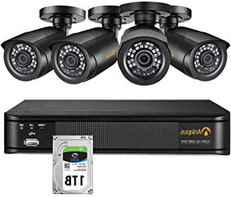 Anlapus 1080P Sistema de Seguridad 8 Canales Grabador DVR con 4 CCTV Cámaras de Vigilancia Exterior, 1TB Disco Duro, 100ft Visión Nocturna