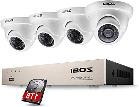ZOSI Sistema de Seguridad 1080P CCTV Kit de Cámara Vigilancia 8CH 2MP Grabador DVR + (4) Cámara Exterior en Domo + 1TB Disco Duro, Acceso Remoto, Detección de Movimiento