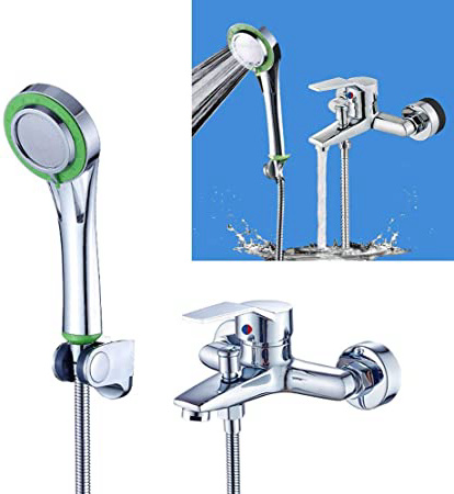 Vinteky® Set de Ducha Elegante Cromado Juego De Grifería Para Bañera y Ducha Mezclador Monomando Para Bañera Grifo ajustable para Agua Fría Y Caliente